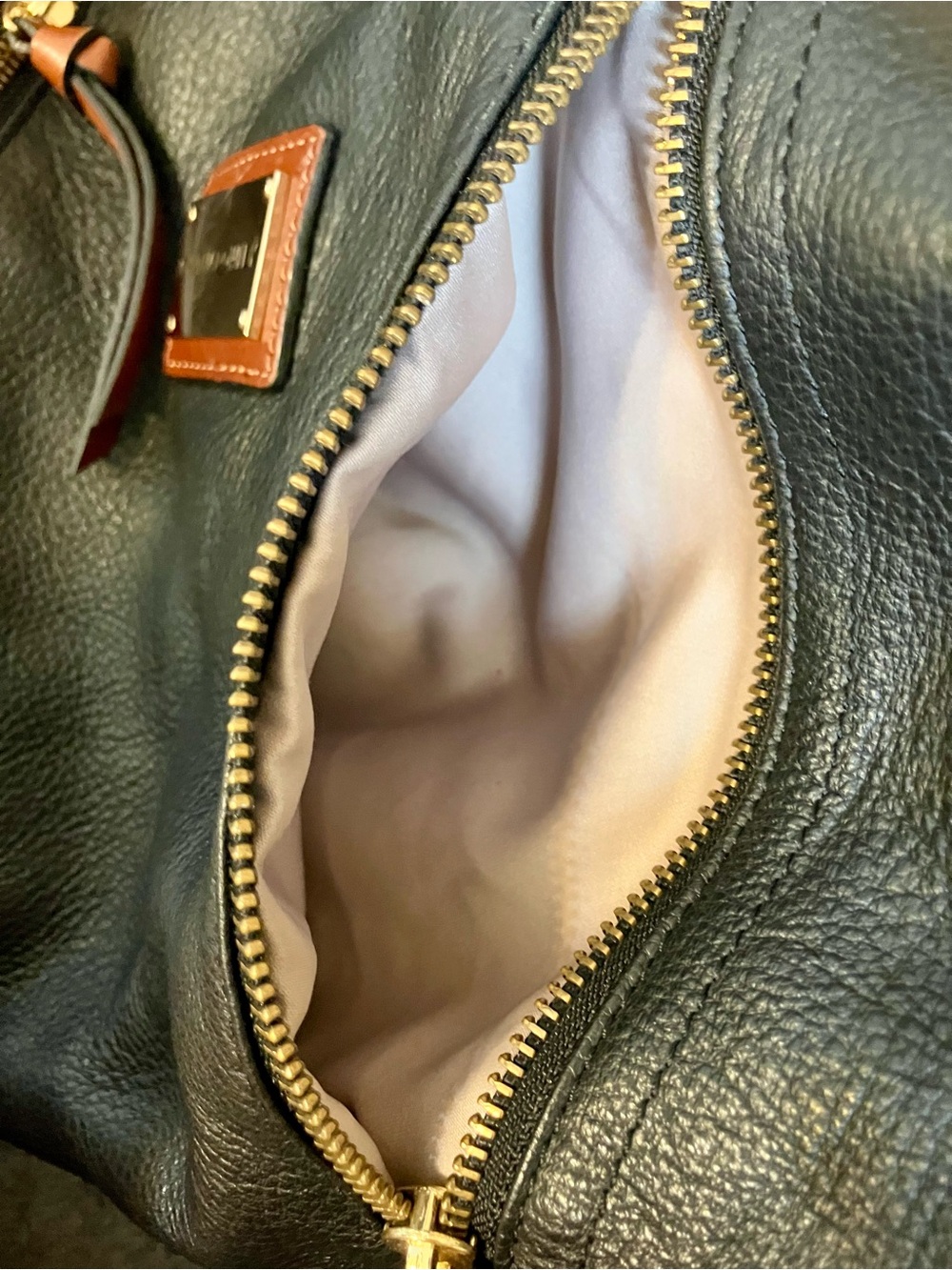 Cynthia Rowley Black Leather Tote with Brown Handles - Picture 12 of 14